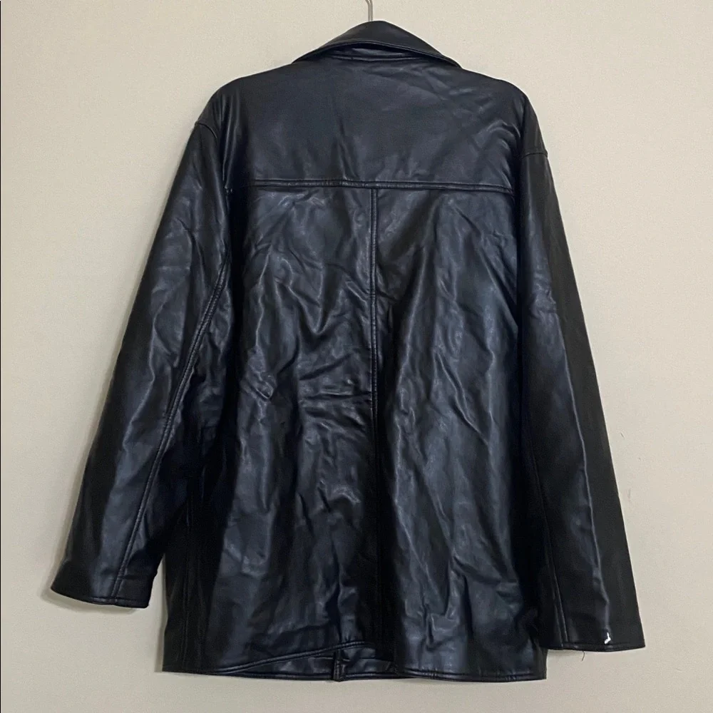 R.G.A Reported Black Leather Jacket coat men’ button down retro Y2K vintage XL